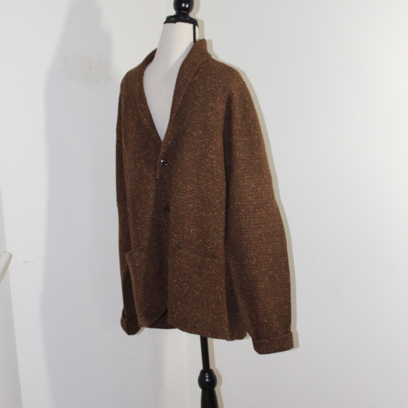 UNTUCKit Emeric Donegal Lambswool Cardigan Sweater Men’s XXL Brown - Picture 8 of 15